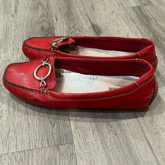 Prada EU36.5 (US6) Genuine Leather Loafers Silver Buckle - Picture 6 of 8